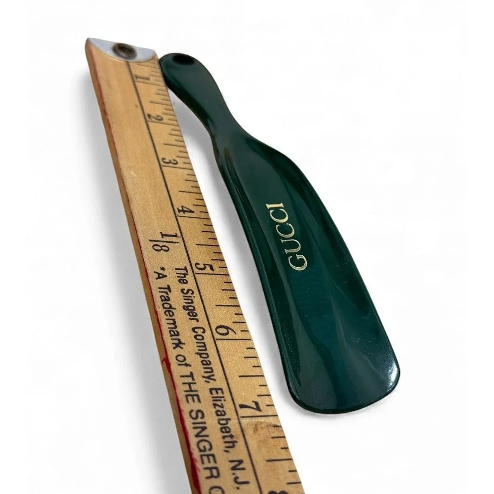 Vintage Gucci Shoe Horn Dark Green Tool Travel Portable Luxury Designer